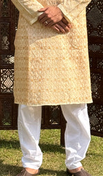 Load image into Gallery viewer, Men&#39;s Lucknowi Handcrafted Cotton Chikankari Kurta - HONC0201002
