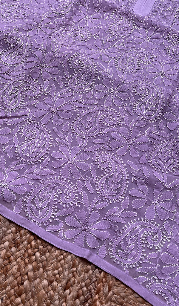 Women's Lakhnavi Handcrafted Viscose Georgette Chikankari Kurti - HONC0276105
