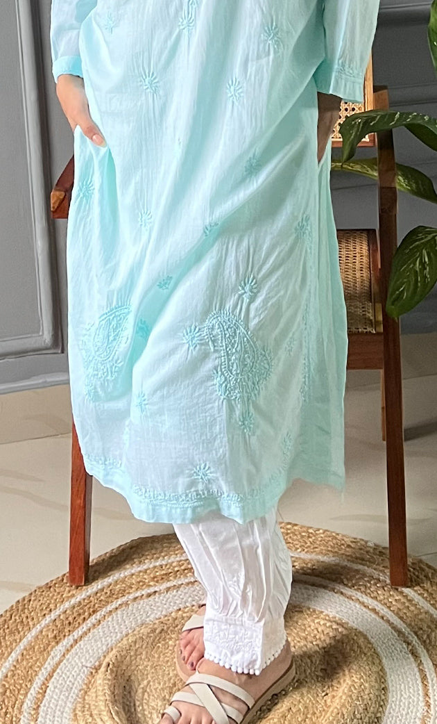 Women's Lucknowi Handcrafted Muslin Chikankari Kurti - HONC0217283