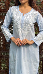 Load image into Gallery viewer, Shab Women&#39;s Lucknowi Handcrafted Cotton Chikankari Kurti - HONC0202470
