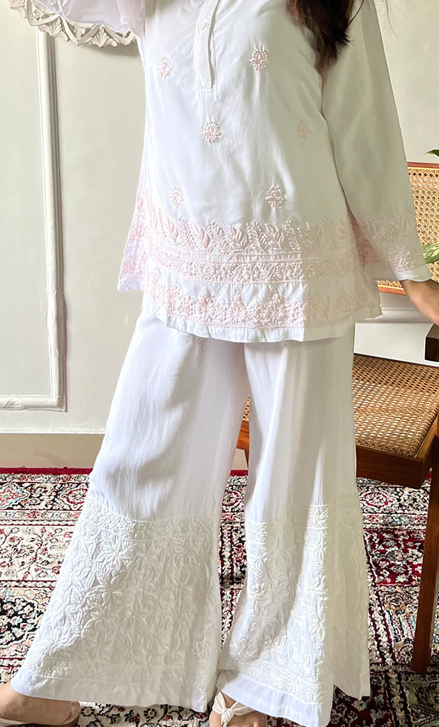 Women's Lakhnavi Handcrafted Modal Cotton Chikankari Top - HONC03088020