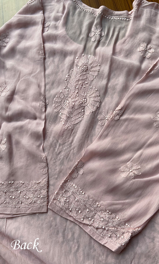 Safiya Women's Lakhnavi Handcrafted Viscose Georgette Chikankari Kurti - HONC0300299