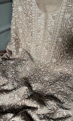 Load image into Gallery viewer, Women&#39;s Lakhnavi Handcrafted Munga Silk Chikankari Kurta And Dupatta Set- HONC0283178
