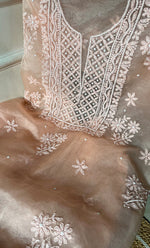 Load image into Gallery viewer, Women&#39;s Lakhnavi Handcrafted Organza Chikankari Unstitched Full Suit Material - HONC0287045
