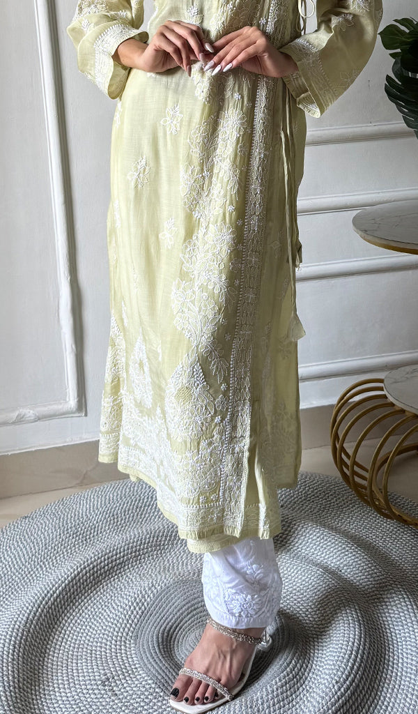Women's Lucknowi Handcrafted Cotton Chikankari Angrakha - HONC0343795