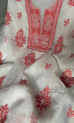 Load image into Gallery viewer, Women&#39;s Lakhnavi Handcrafted Pure Organza Chikankari Unstitched Kurta And Dupatta Set-  HONC0288319
