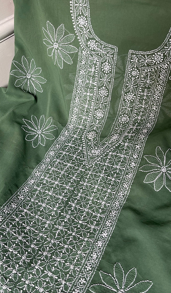 Women's Lakhnavi Handcrafted Cotton Chikankari Suit Material - HONC275057