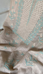 将图像加载到图库查看器中， Women's Lakhnavi Handcrafted Mul Chanderi Unstitched Chikankari Full Suit Material - HONC0369252