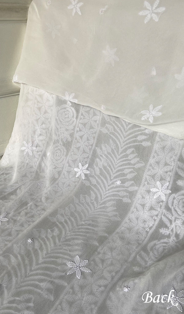 Women's Lakhnavi Handcrafted Viscose Georgette Chikankari Kurti Fabric - HONC0343105