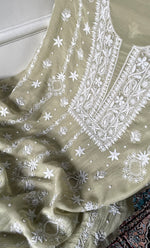 Load image into Gallery viewer, Women's Lakhnavi Handcrafted Unstitched Mul Chanderi Kurta And Dupatta Set - HONC0329036