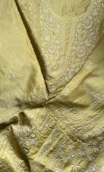 将图像加载到图库查看器中， Women&#39;s Lakhnavi Handcrafted Munga Silk Semi - Stitched Chikankari Kurta And Dupatta Set- HONC0270994

