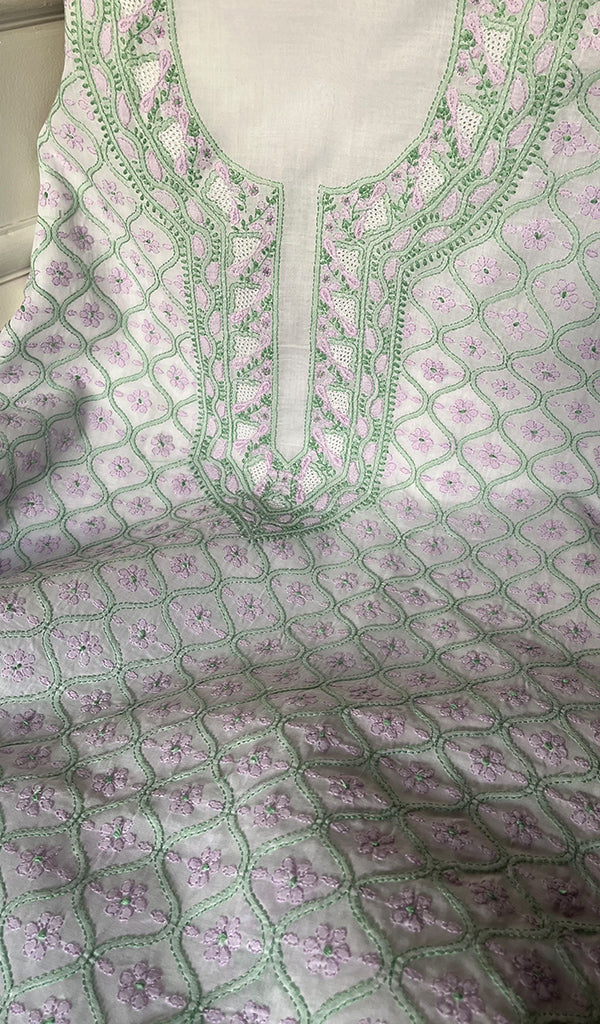 Women's Lakhnavi Handcrafted Cotton Chikankari Suit Material - HONC0291809