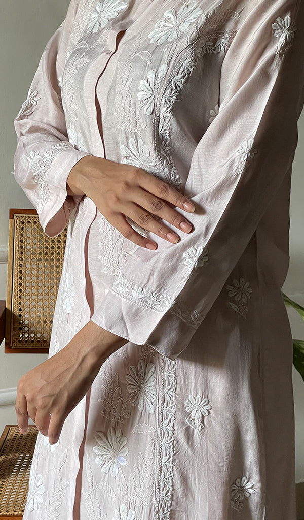 Women's Lakhnavi Handcrafted Cotton Chikankari Kurta And Palazzo Set - HONC0289185