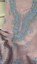 Load image into Gallery viewer, Women's Lakhnavi Handcrafted Mul Chanderi Unstitched Kurta And Dupatta Set - HONC0320354