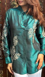 Load image into Gallery viewer, Arohi Women&#39;s Lakhnavi Handcrafted  Pure banglore silk top with fine Chikankari - HONC0261658
