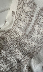 将图像加载到图库查看器中， Saanvi Women's Lakhnavi Handcrafted Mul Chanderi Unstitched Kurta And Dupatta Set- HONC0337747