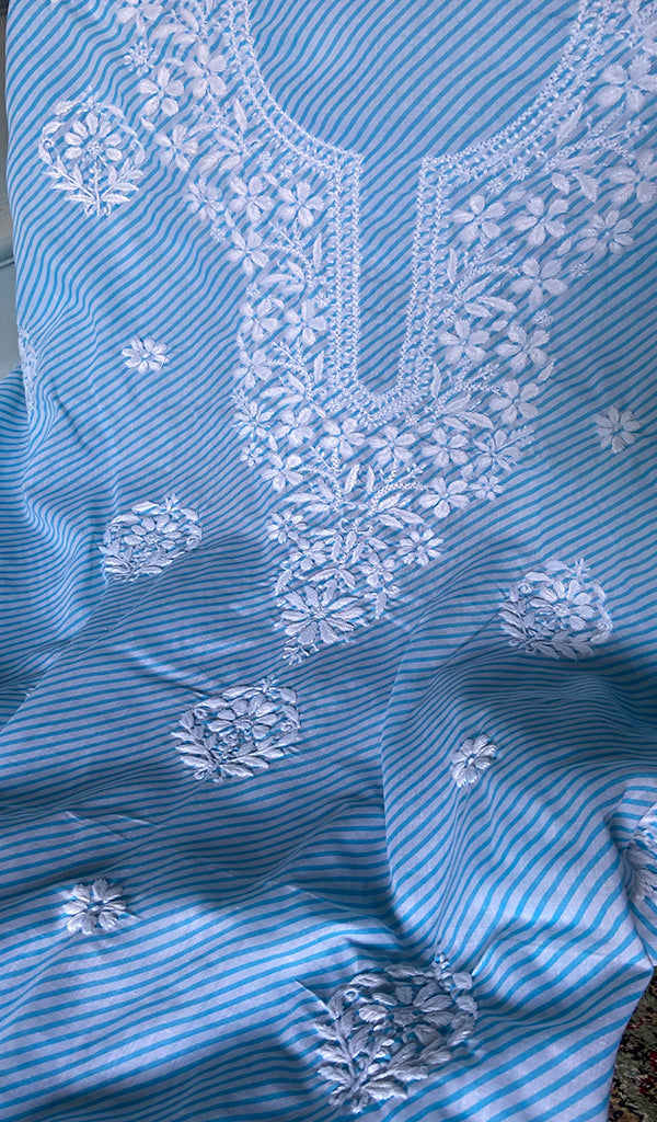 Women's Lakhnavi Handcrafted Cotton Chikankari Unstitched Kurti Fabric - HONC0364293