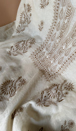 Load image into Gallery viewer, Women's Lakhnavi Handcrafted Mul Chanderi Unstitched Chikankari Full Suit