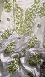 Load image into Gallery viewer, Women's Lakhnavi Handcrafted Modal Cotton Unstitched Kurta And Dupatta Set - HONC0334632
