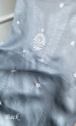 Load image into Gallery viewer, Women&#39;s Lakhnavi Handcrafted Cotton Chikankari Unstitched Kurti Fabric - HONC0318762
