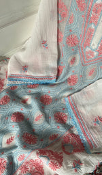 Load image into Gallery viewer, Women's Lakhnavi Handcrafted Mul Chanderi Semi - Stitched Kurta And Dupatta Set - HONC0365518