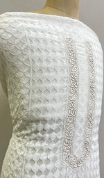 将图像加载到图库查看器中， Lucknowi Handcrafted Pure Silk Georgette Chikankari Unstitched Men&#39;s Kurta Fabric - HONC0157307
