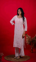 Load image into Gallery viewer, Zakiya Women&#39;s Lucknowi Handcrafted Muslin Chikankari Kurti - HONC0138927
