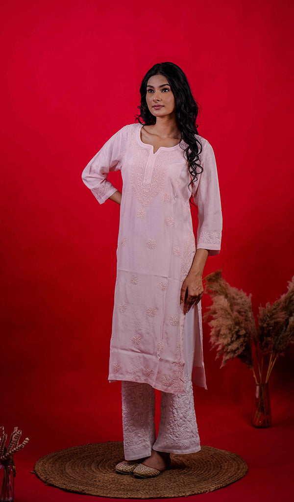 Zakiya Women's Lucknowi Handcrafted Muslin Chikankari Kurti - HONC0138927