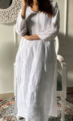 Load image into Gallery viewer, Women's Lucknowi Handcrafted Raw silk Chikankari Kurti - HONC0330099