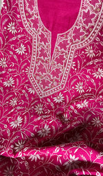 将图像加载到图库查看器中， Women's Lakhnavi Handcrafted Munga Silk Chikankari Kurta And Dupatta Set- HONC0275144