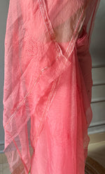 Load image into Gallery viewer, Amna Women&#39;s Lucknowi Handcrafted Pure Organza Silk Chikankari Saree - HONC0283192
