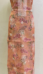 Load image into Gallery viewer, Women&#39;s Lakhnavi Handcrafted Organza Chikankari Unstitched Kurti Fabric -  HONC0166683
