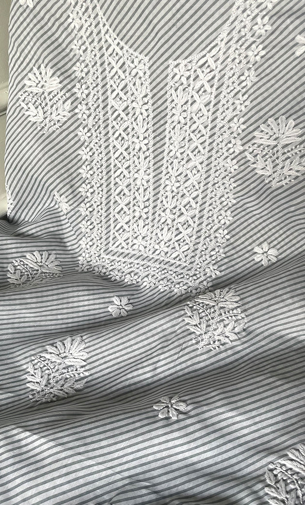 Shumaira Women's Lakhnavi Handcrafted Cotton Chikankari Unstitched Kurti Fabric - HONC0326383