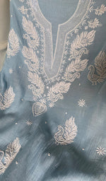 Load image into Gallery viewer, Navedaa Women's Lakhnavi Handcrafted Mul Chanderi Unstitched Kurta And Dupatta Set- HONC0362579