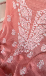 Load image into Gallery viewer, Women&#39;s Lucknowi Handcrafted Kota Cotton Chikankari Unstitched Kurta And Dupatta Set - HONC0303992

