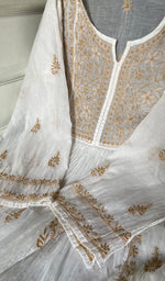 Load image into Gallery viewer, Women's Lakhnavi Handcrafted Mul Chanderi Semi - Stitched Kurta And Dupatta Set - HONC0274495