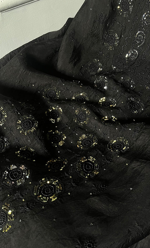 Women's Lakhnavi Handcrafted Pure Organza Chikankari Unstitched Kurta And Dupatta Set- HONC0328889