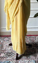 将图像加载到图库查看器中， Women's Lakhnavi Handcrafted Viscose Georgette Chikankari Saree - HONC0317908