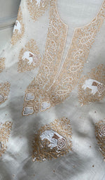 Load image into Gallery viewer, Haathi Women's Lakhnavi Handcrafted Mul Chanderi Unstitched Kurta And Dupatta Set - HONC0317803