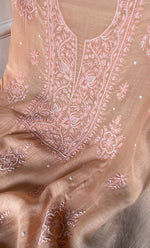 Load image into Gallery viewer, Women&#39;s Lakhnavi Handcrafted Unstitched  Mul Chanderi Chikankari Full Suit Material - HONC0301699
