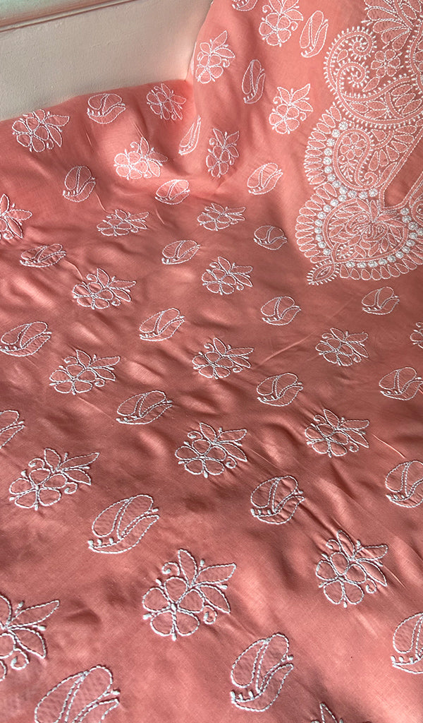 Women's Lakhnavi Handcrafted Cotton Unstitched Chikankari Suit Material - HONC0360785