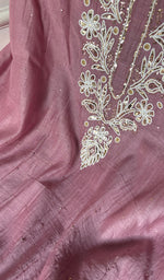 Load image into Gallery viewer, Women's Lakhnavi Handcrafted Mul Chanderi Unstitched Chikankari Full Suit Material - HONC0324546
