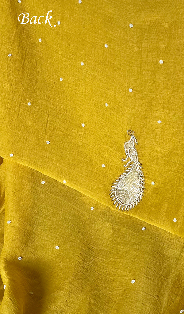 Mor Women's Lakhnavi Handcrafted Mul Chanderi Unstitched Kurta And Dupatta Set- HONC0323133