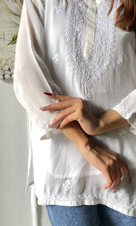 Load image into Gallery viewer, Women&#39;s Lucknowi Handcrafted  Pure Georgette Chikankari Top - HONC0269334
