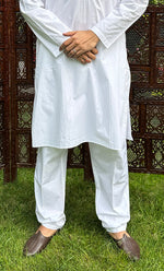 Load image into Gallery viewer, Men&#39;s Lucknowi Handcrafted Cotton Chikankari Kurta With Pant HONC0323816
