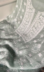 将图像加载到图库查看器中， Women's Lakhnavi Handcrafted Unstitched Mul Chanderi Kurta And Dupatta Set - HONC0329040