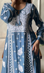 Load image into Gallery viewer, Women&#39;s Lucknowi Handcrafted Muslin Chikankari Kurti - HONC0292600

