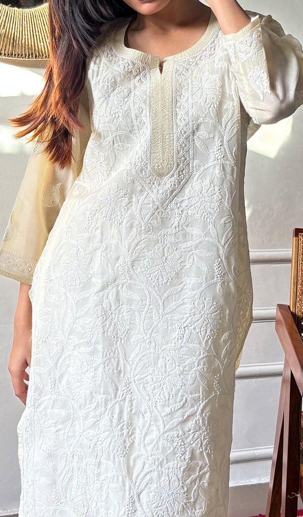 Women's Lakhnavi Handcrafted Cotton Chikankari Kurti - HONC0356935