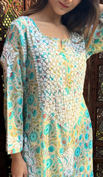 Load image into Gallery viewer, Women&#39;s Lucknowi Handcrafted Cotton Chikankari Kurti - HONC0120076
