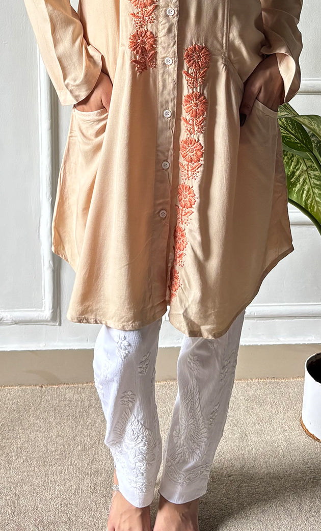 Women's Lakhnavi Handcrafted Modal Cotton Chikankari Top - HONC0315222